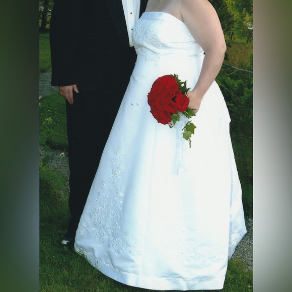 Plus Size Wedding Dress - size 22W White with beading and beautiful train - Picture 1 of 16